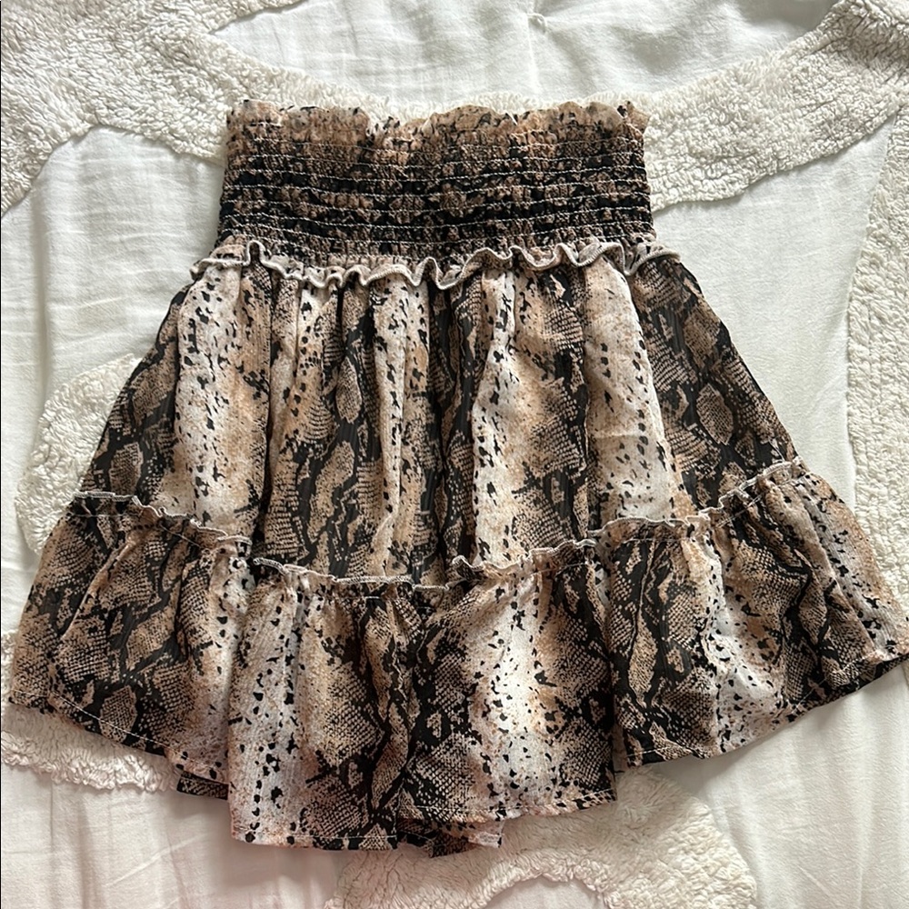 Snake Print Ruffled Skirt